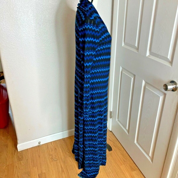 L'Agence Lagence Womens Sz S Open Front Cardigan Duster zigzag Blue Black Sweate - Picture 5 of 7